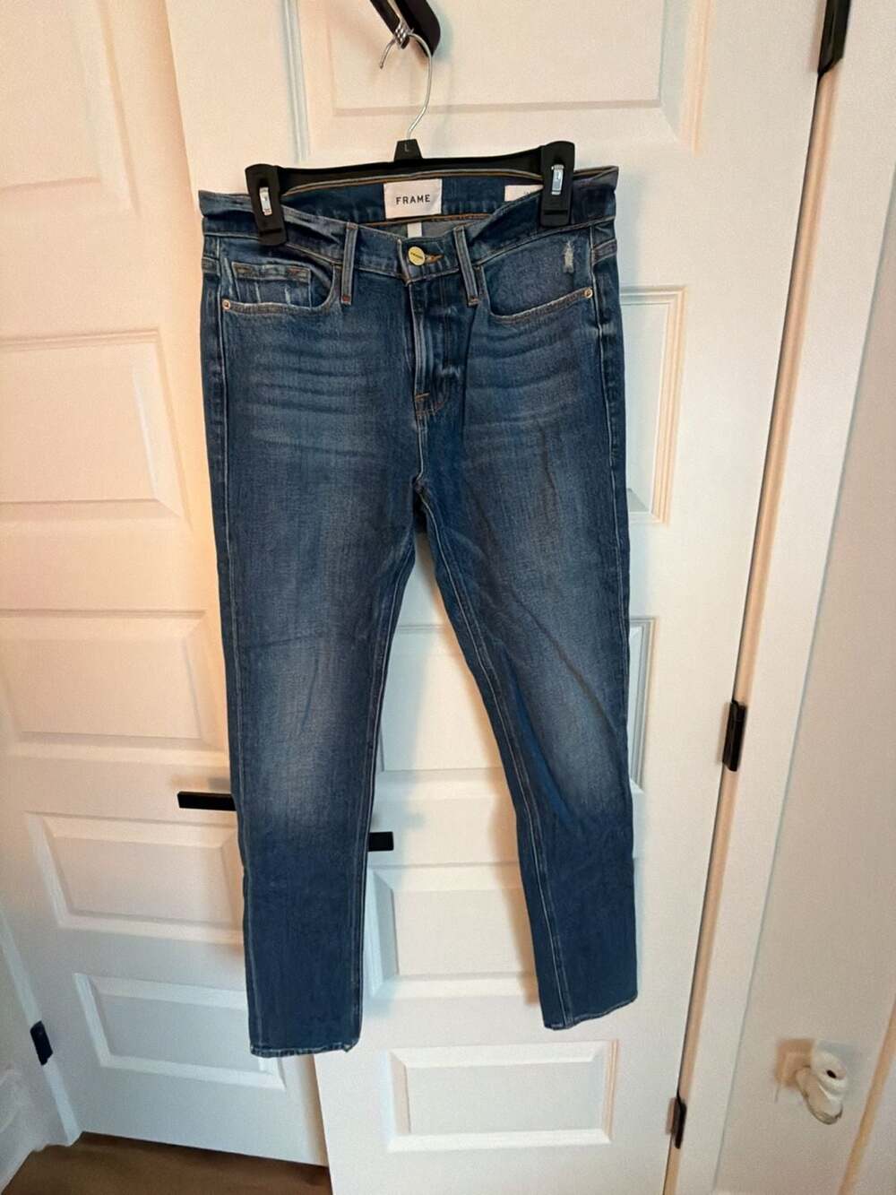 FRAME Le Nik Mid-Rise Distressed Skinny Jeans Size 27